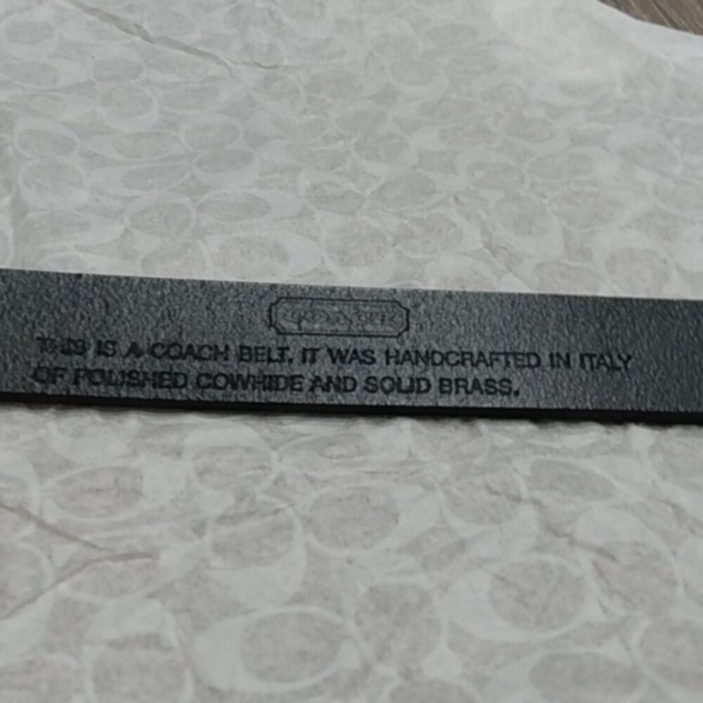New, Coach Black Polished Calfskin Trademark Logo Buckle Belt - Picture 12 of 16